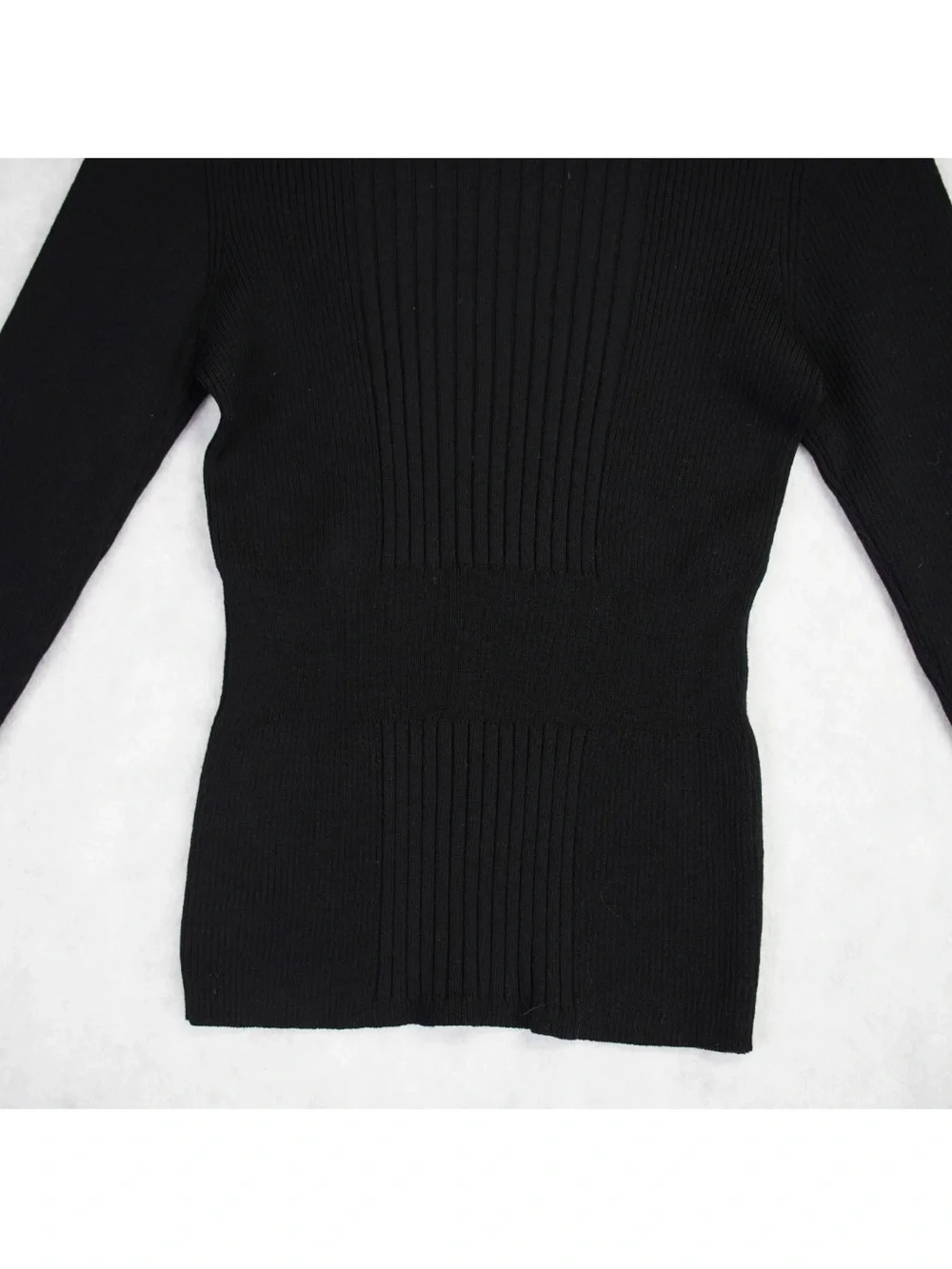 Prada Black Ribbed Knit Turtleneck Sweater Size 44 US Size Medium Luxury Design